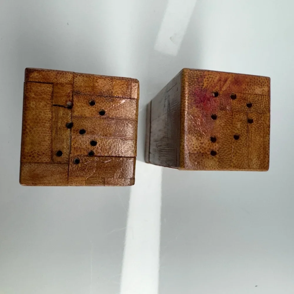 Vintage Bamboo Boxes Set of 2 Hand Painted Bamboo Art‎ Decor Storage